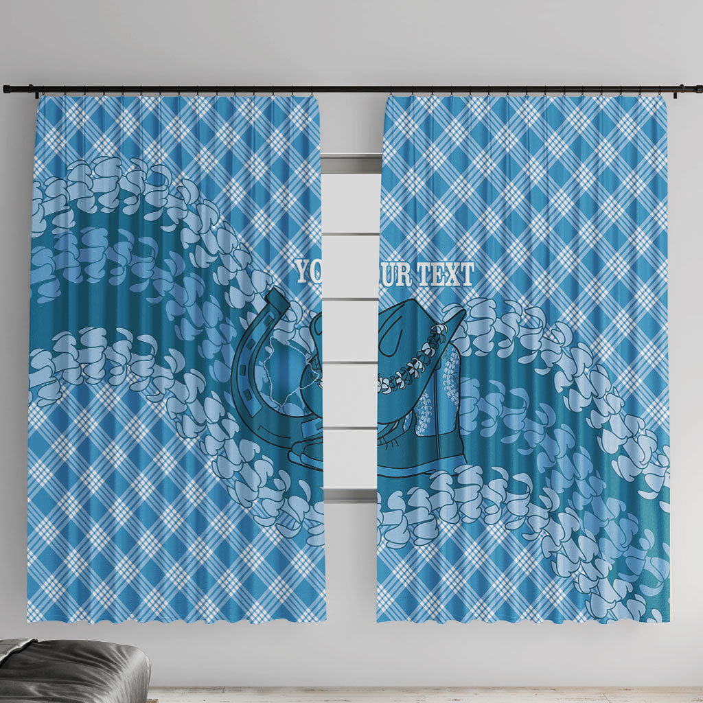 Polu Hawaii Cowboy Palaka Motifs Personalised Window Curtain Paniolo Festival Puakenikeni Lei