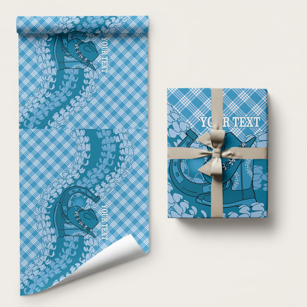 Polu Hawaii Cowboy Palaka Motifs Personalised Wrapping Paper Paniolo Festival Puakenikeni Lei