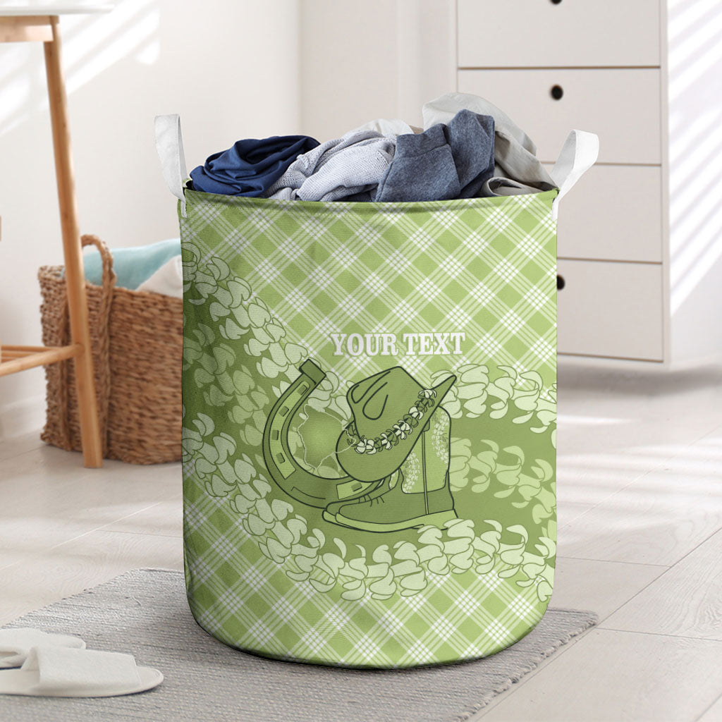 Omaomao Hawaii Cowboy Palaka Motifs Personalised Laundry Basket Paniolo Festival Puakenikeni Lei