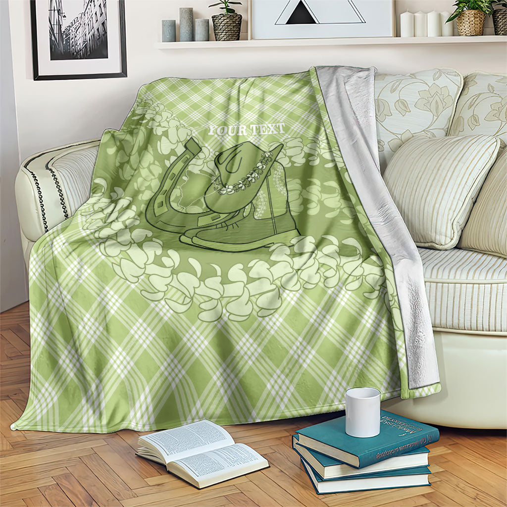 Omaomao Hawaii Cowboy Palaka Motifs Personalised Blanket Paniolo Festival Puakenikeni Lei