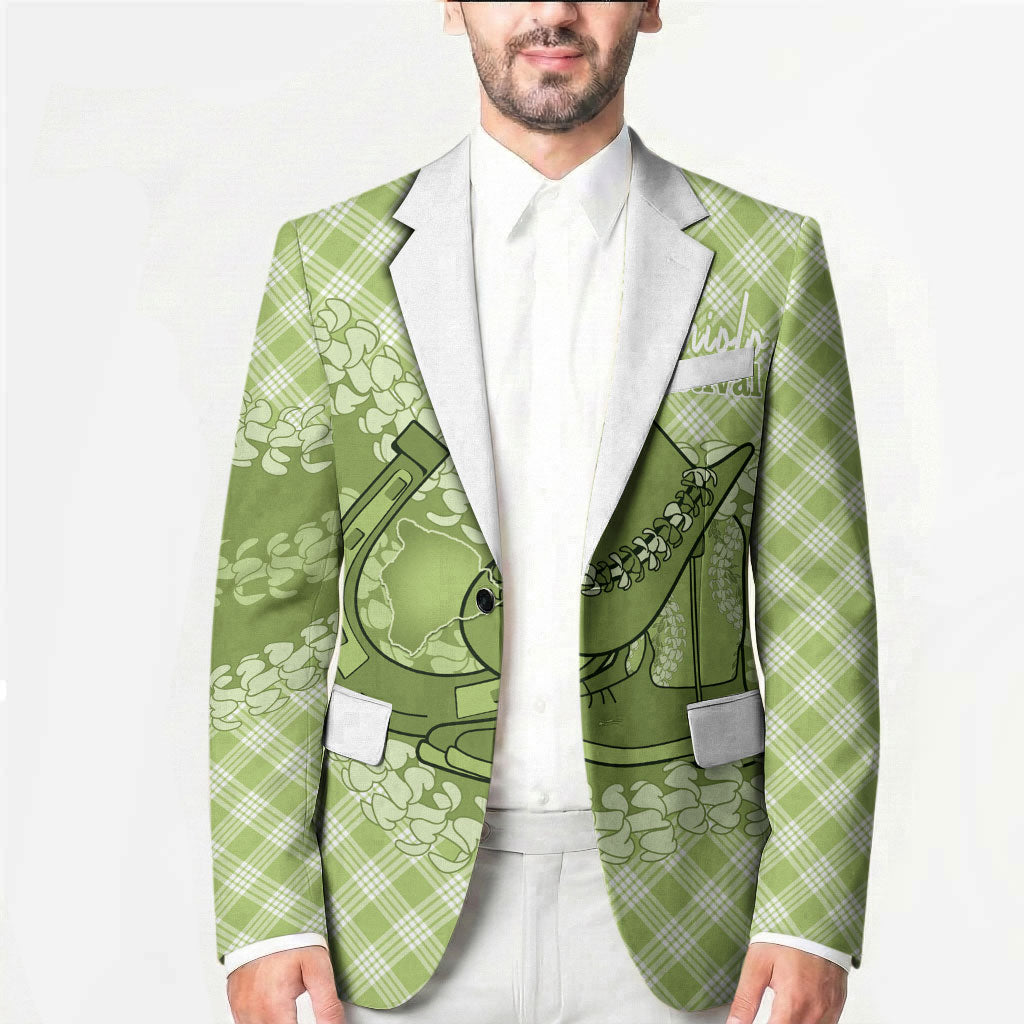 Omaomao Hawaii Cowboy Palaka Motifs Personalised Blazer Paniolo Festival Puakenikeni Lei LT14 - Polynesian Pride