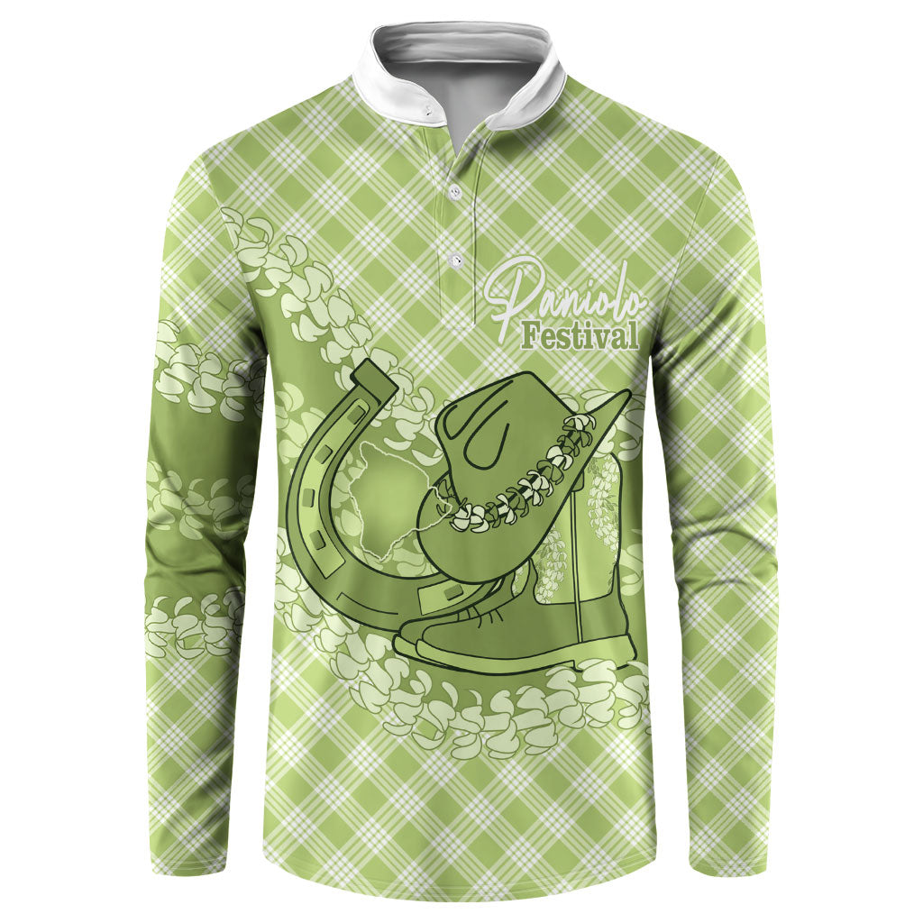 Omaomao Hawaii Cowboy Palaka Motifs Personalised Button Sweatshirt Paniolo Festival Puakenikeni Lei