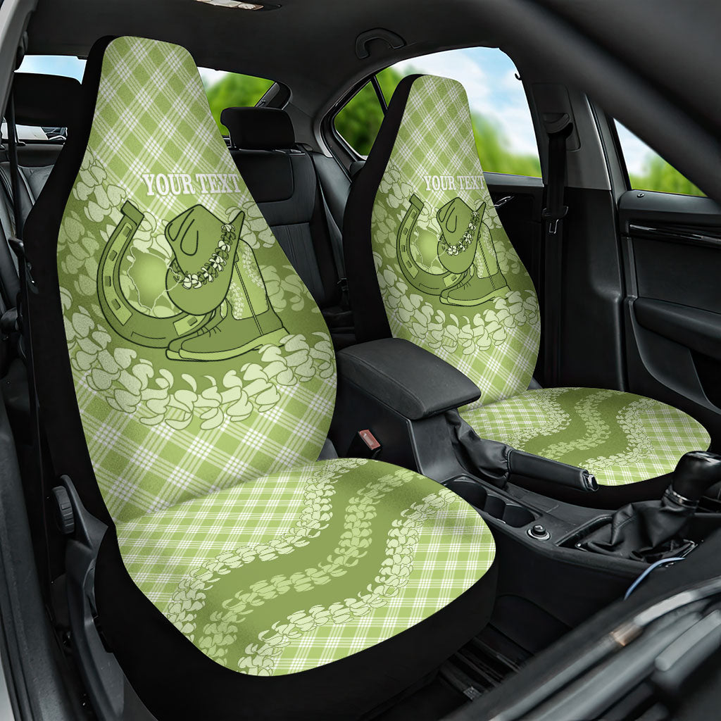 Omaomao Hawaii Cowboy Palaka Motifs Personalised Car Seat Cover Paniolo Festival Puakenikeni Lei