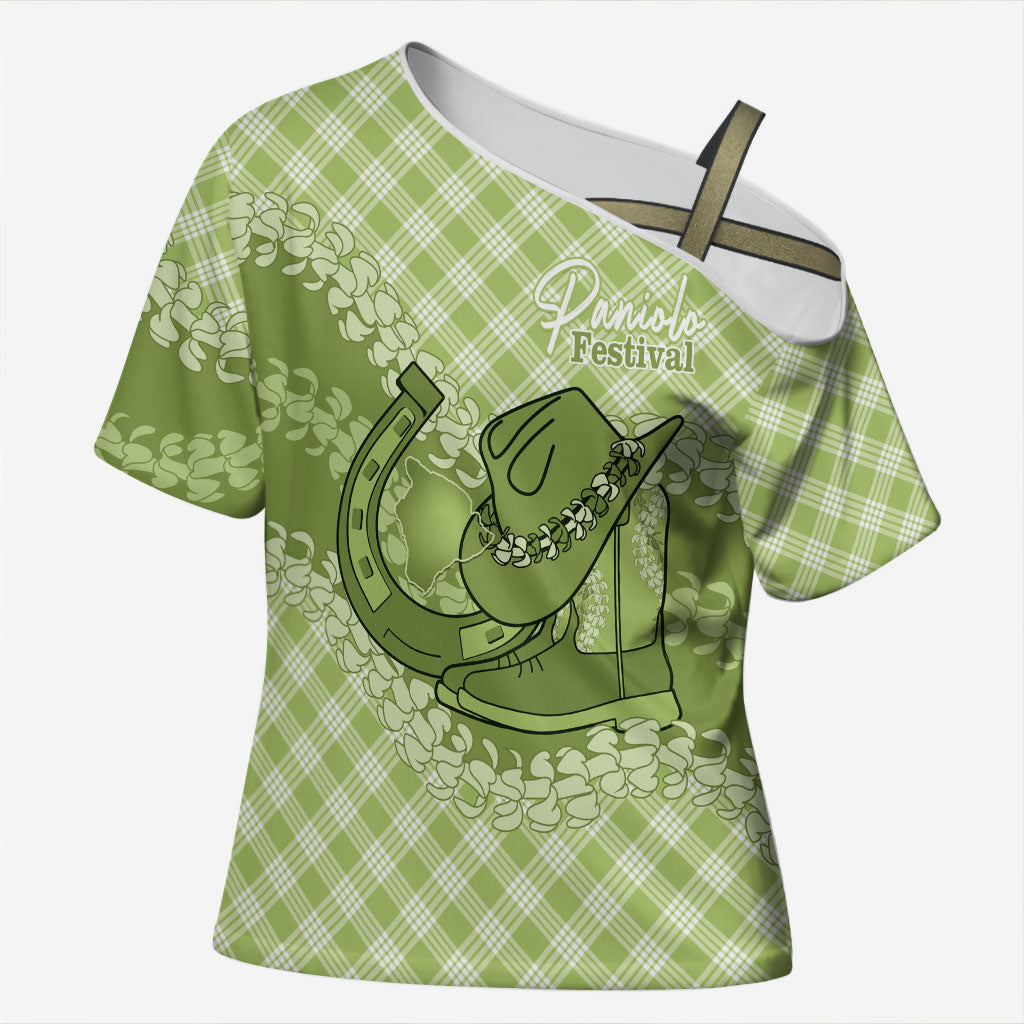 Omaomao Hawaii Cowboy Palaka Motifs Personalised Cross Shoulder Shirt Paniolo Festival Puakenikeni Lei