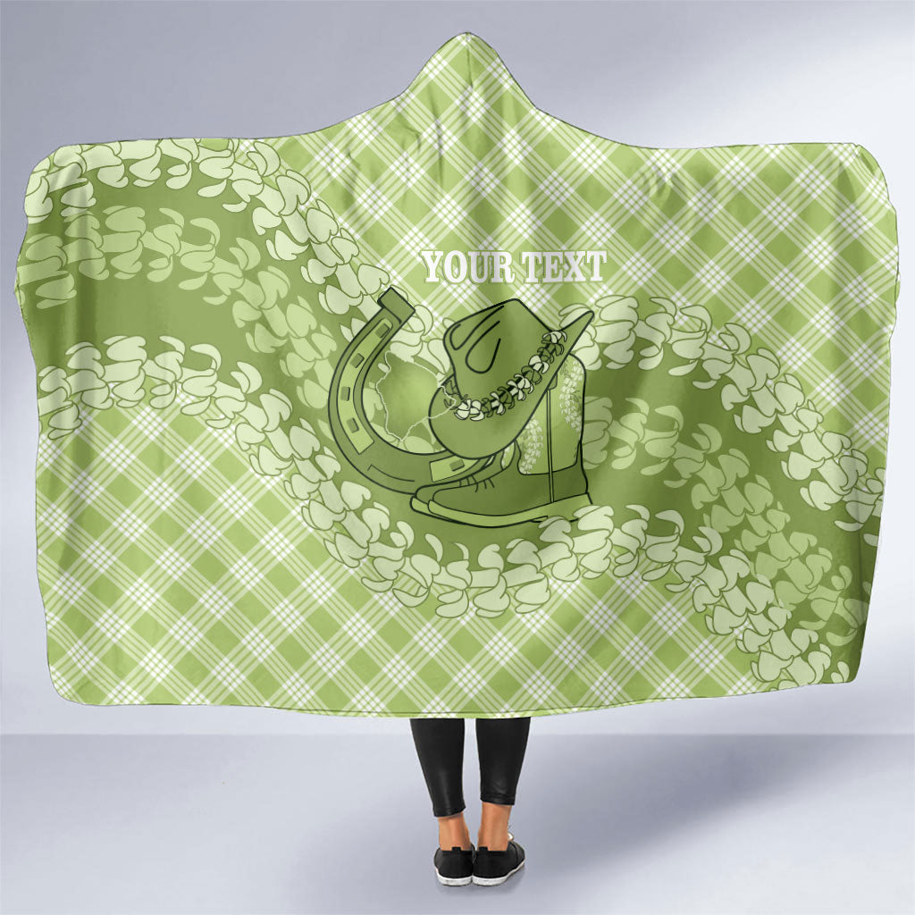 Omaomao Hawaii Cowboy Palaka Motifs Personalised Hooded Blanket Paniolo Festival Puakenikeni Lei