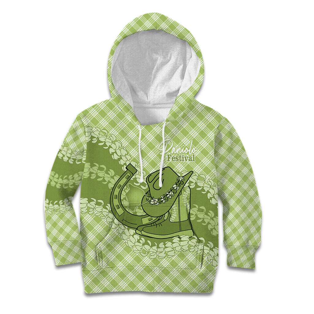 Omaomao Hawaii Cowboy Palaka Motifs Personalised Kid Hoodie Paniolo Festival Puakenikeni Lei