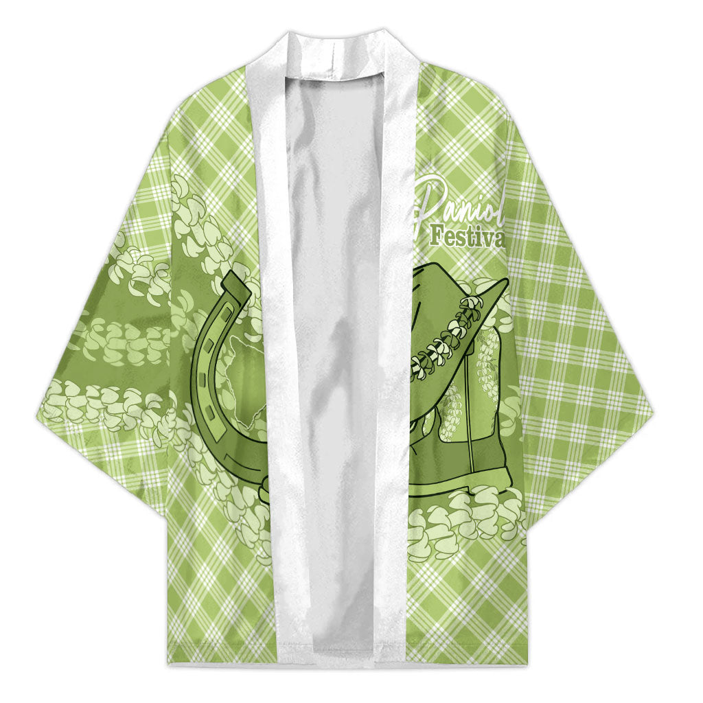 Omaomao Hawaii Cowboy Palaka Motifs Personalised Kimono Paniolo Festival Puakenikeni Lei