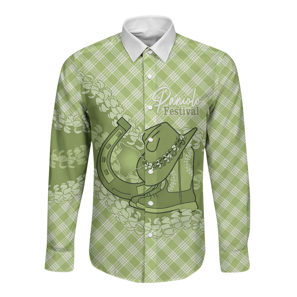 Omaomao Hawaii Cowboy Palaka Motifs Personalised Long Sleeve Button Shirt Paniolo Festival Puakenikeni Lei