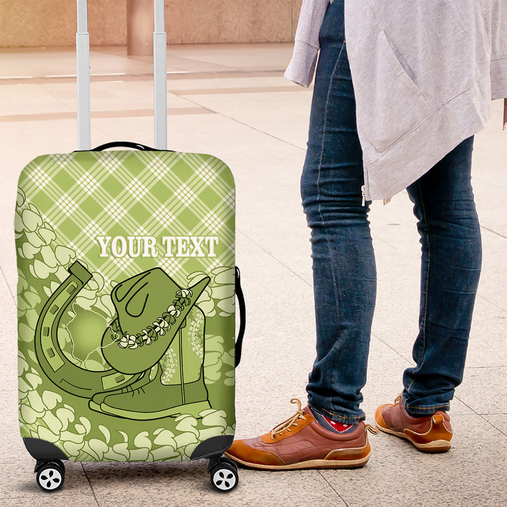 Omaomao Hawaii Cowboy Palaka Motifs Personalised Luggage Cover Paniolo Festival Puakenikeni Lei
