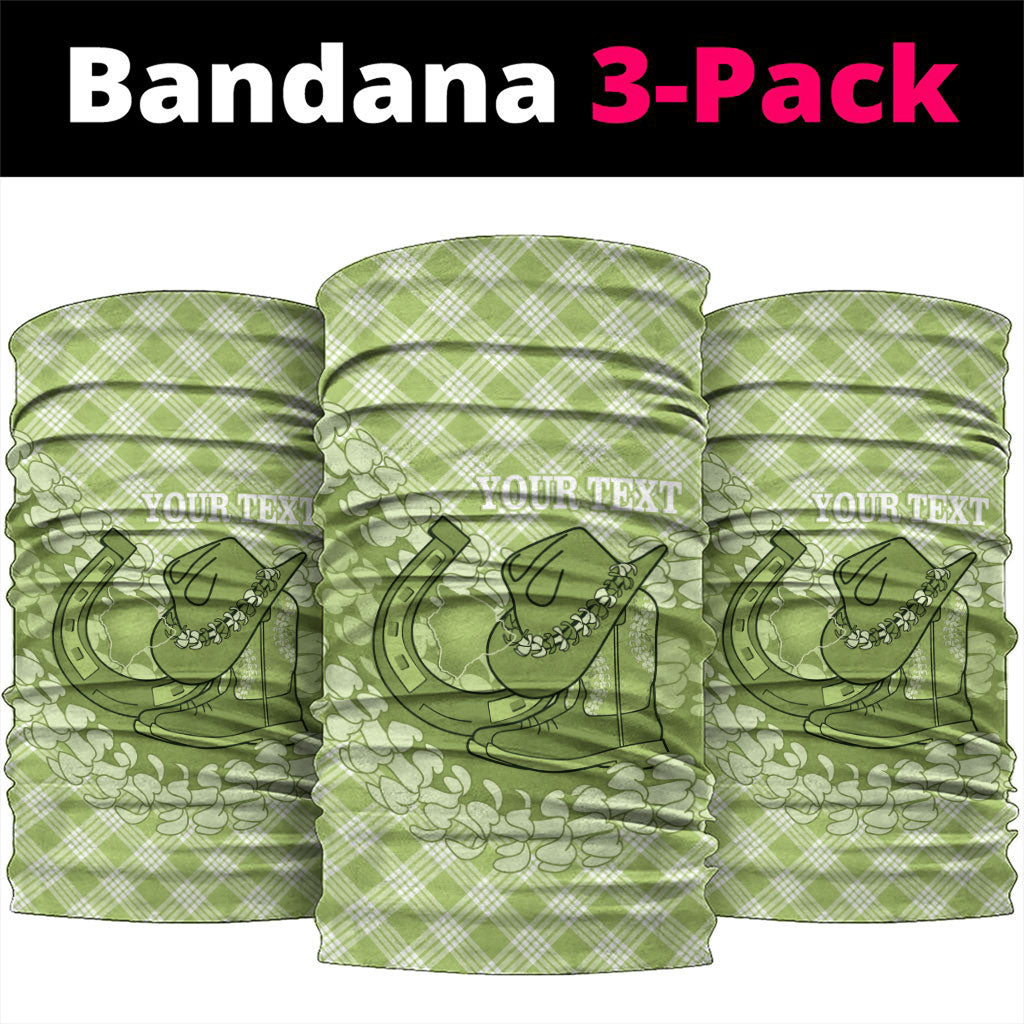 Omaomao Hawaii Cowboy Palaka Motifs Personalised Neck Gaiter Paniolo Festival Puakenikeni Lei