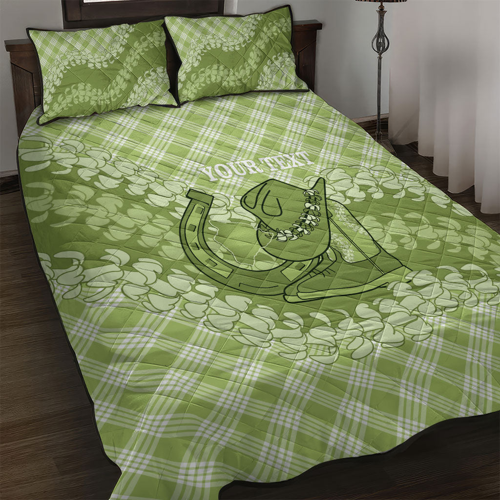 Omaomao Hawaii Cowboy Palaka Motifs Personalised Quilt Bed Set Paniolo Festival Puakenikeni Lei
