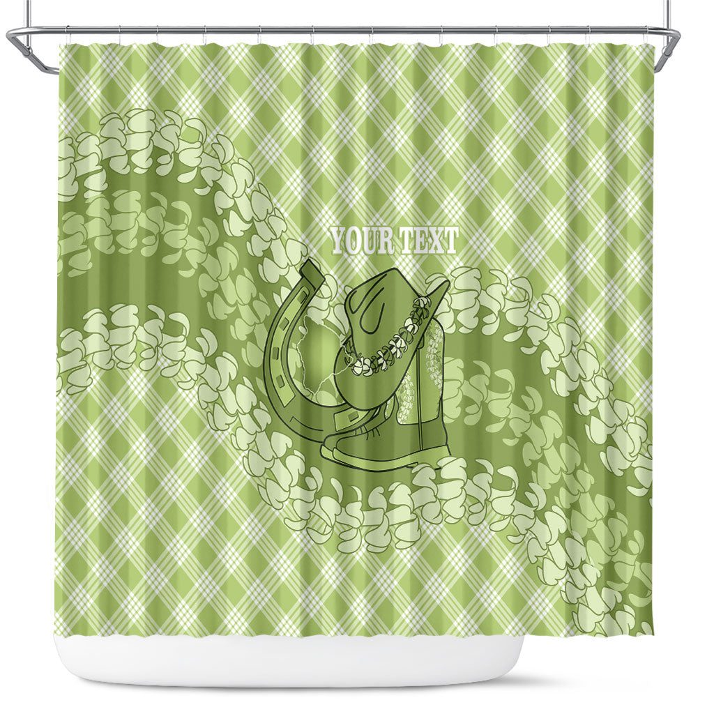 Omaomao Hawaii Cowboy Palaka Motifs Personalised Shower Curtain Paniolo Festival Puakenikeni Lei