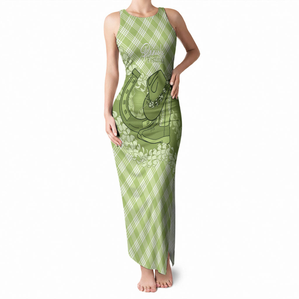 Omaomao Hawaii Cowboy Palaka Motifs Personalised Tank Maxi Dress Paniolo Festival Puakenikeni Lei