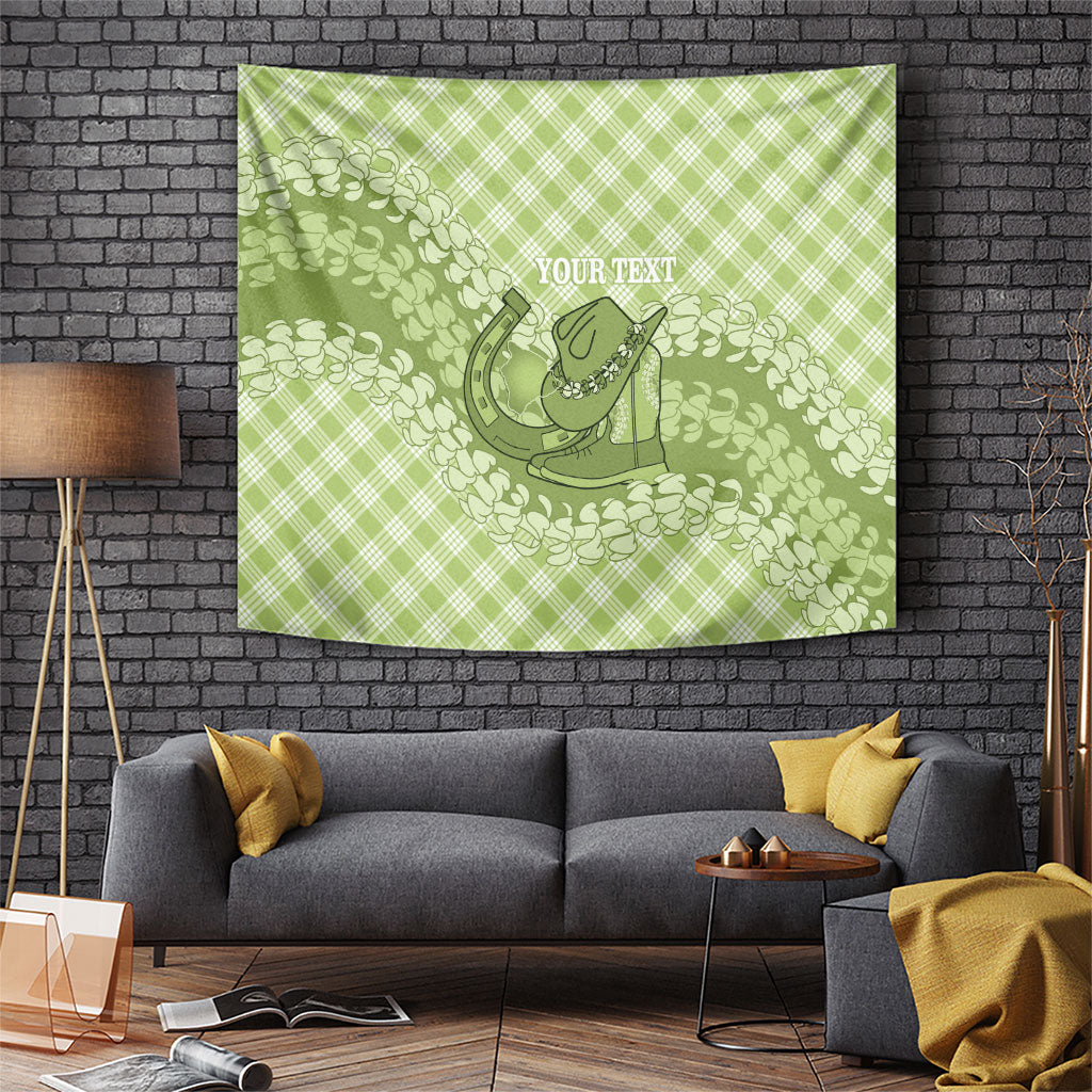 Omaomao Hawaii Cowboy Palaka Motifs Personalised Tapestry Paniolo Festival Puakenikeni Lei