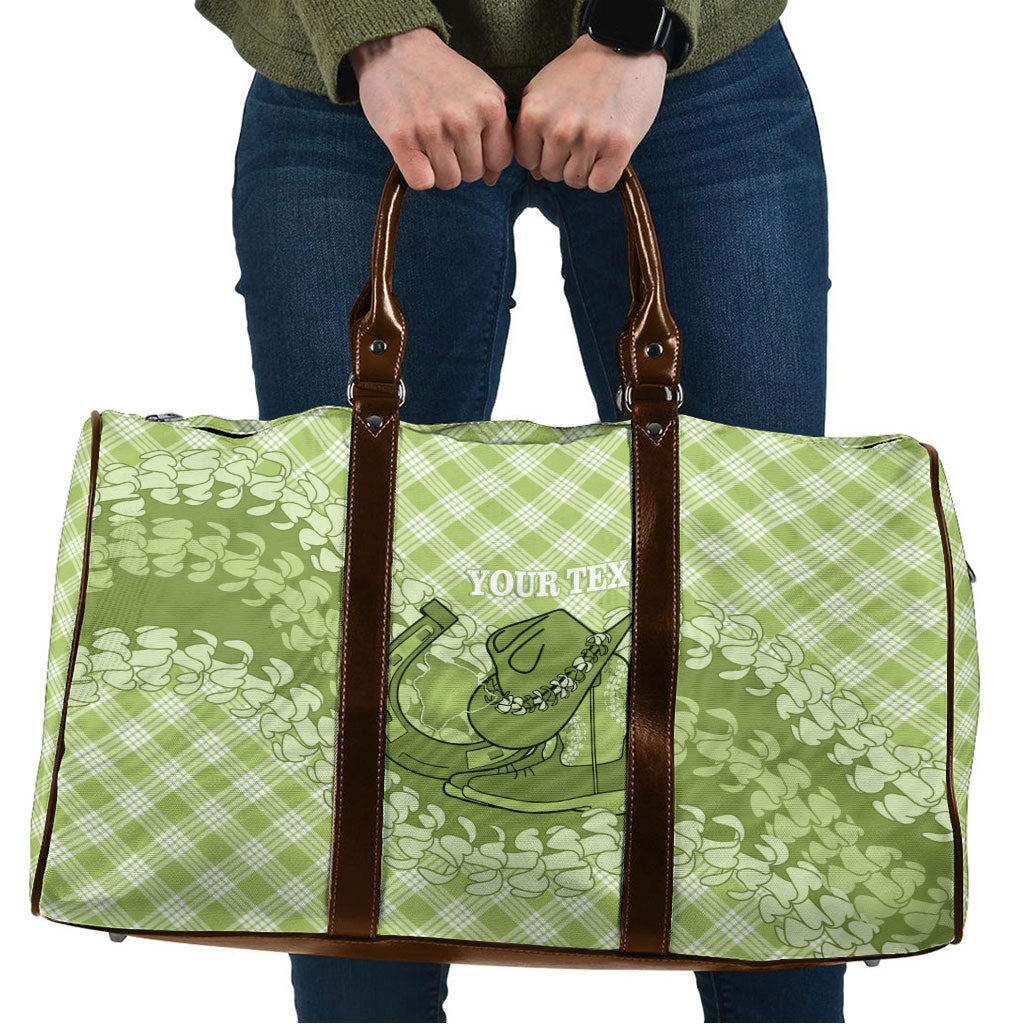Omaomao Hawaii Cowboy Palaka Motifs Personalised Travel Bag Paniolo Festival Puakenikeni Lei