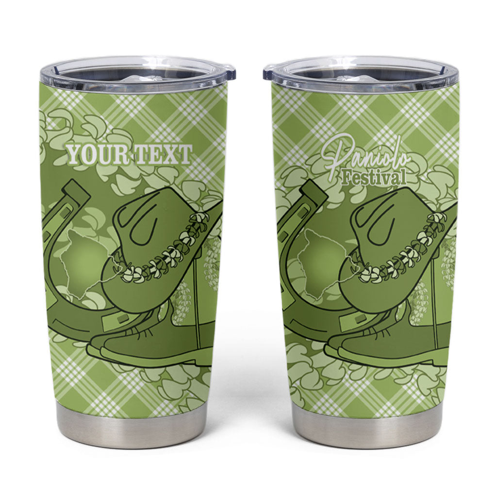 Omaomao Hawaii Cowboy Palaka Motifs Personalised Tumbler Cup Paniolo Festival Puakenikeni Lei