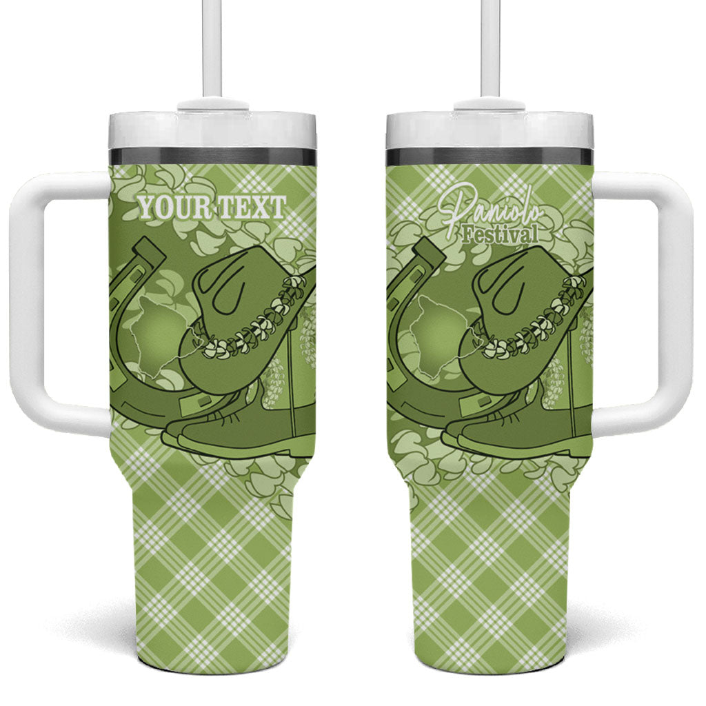 Omaomao Hawaii Cowboy Palaka Motifs Personalised Tumbler With Handle Paniolo Festival Puakenikeni Lei