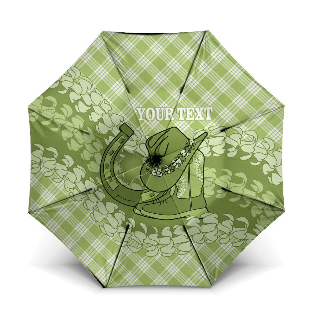 Omaomao Hawaii Cowboy Palaka Motifs Personalised Umbrella Paniolo Festival Puakenikeni Lei