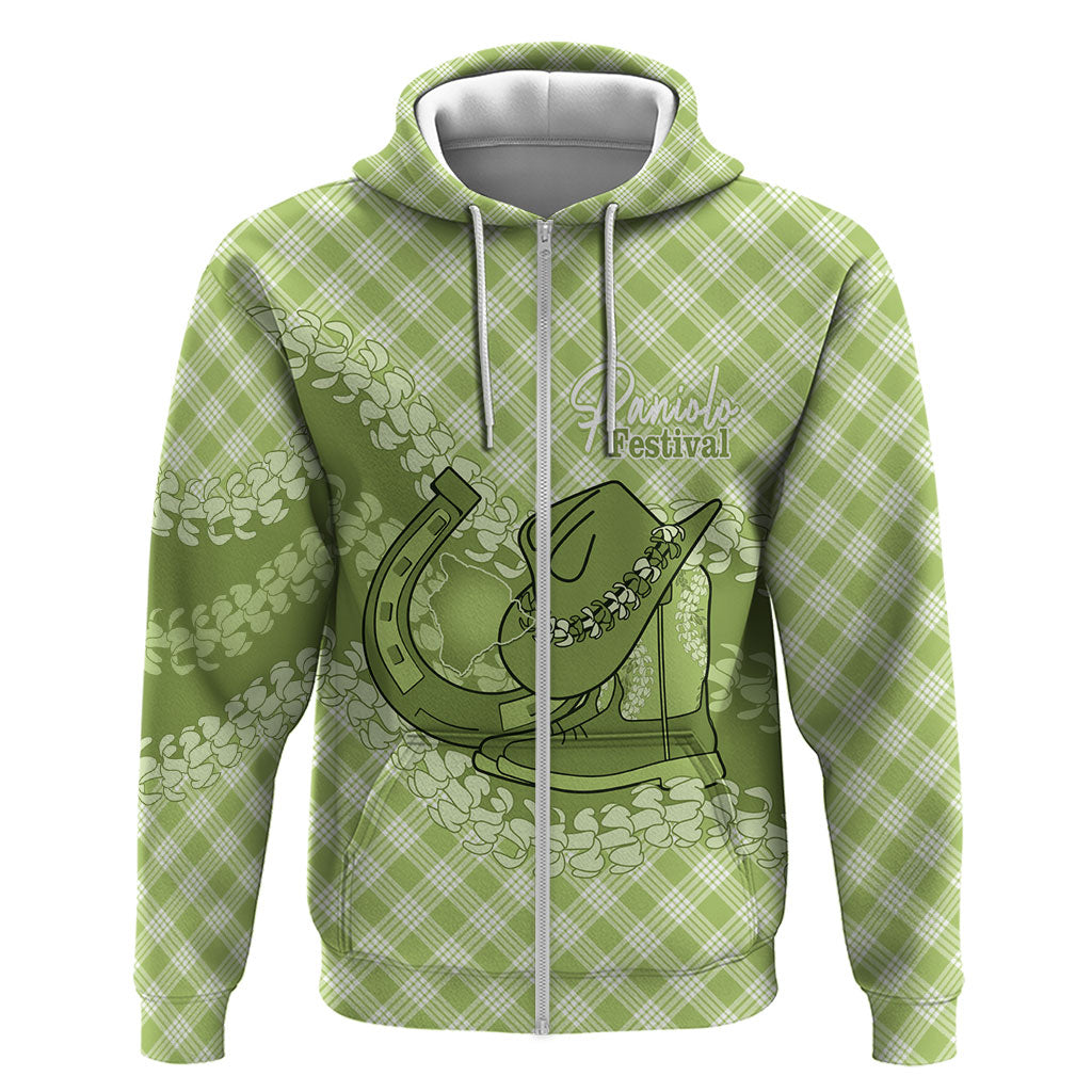 Omaomao Hawaii Cowboy Palaka Motifs Personalised Zip Hoodie Paniolo Festival Puakenikeni Lei