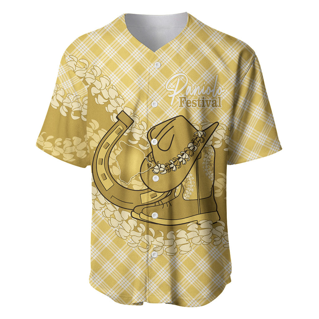 Melemele Hawaii Cowboy Palaka Motifs Personalised Baseball Jersey Paniolo Festival Puakenikeni Lei