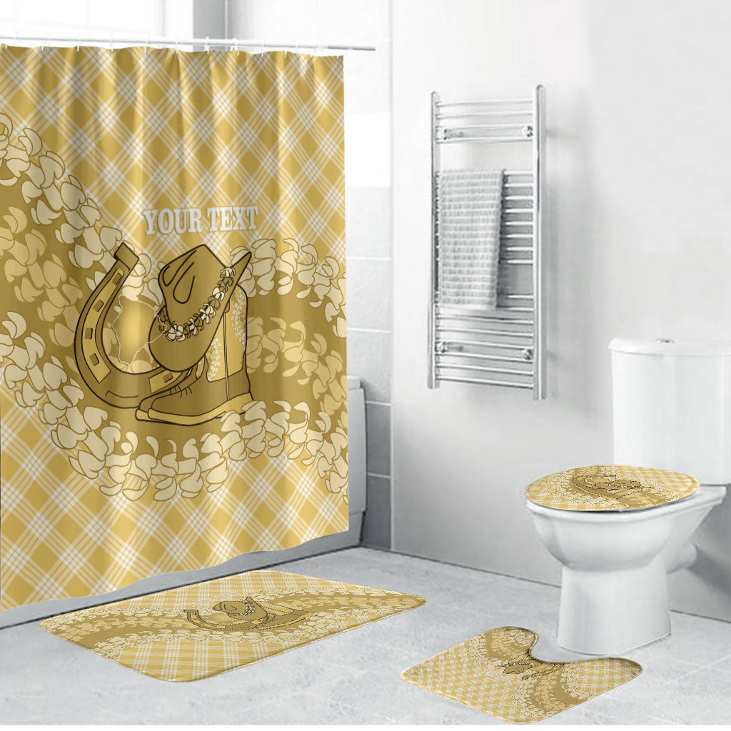 Melemele Hawaii Cowboy Palaka Motifs Personalised Bathroom Set Paniolo Festival Puakenikeni Lei