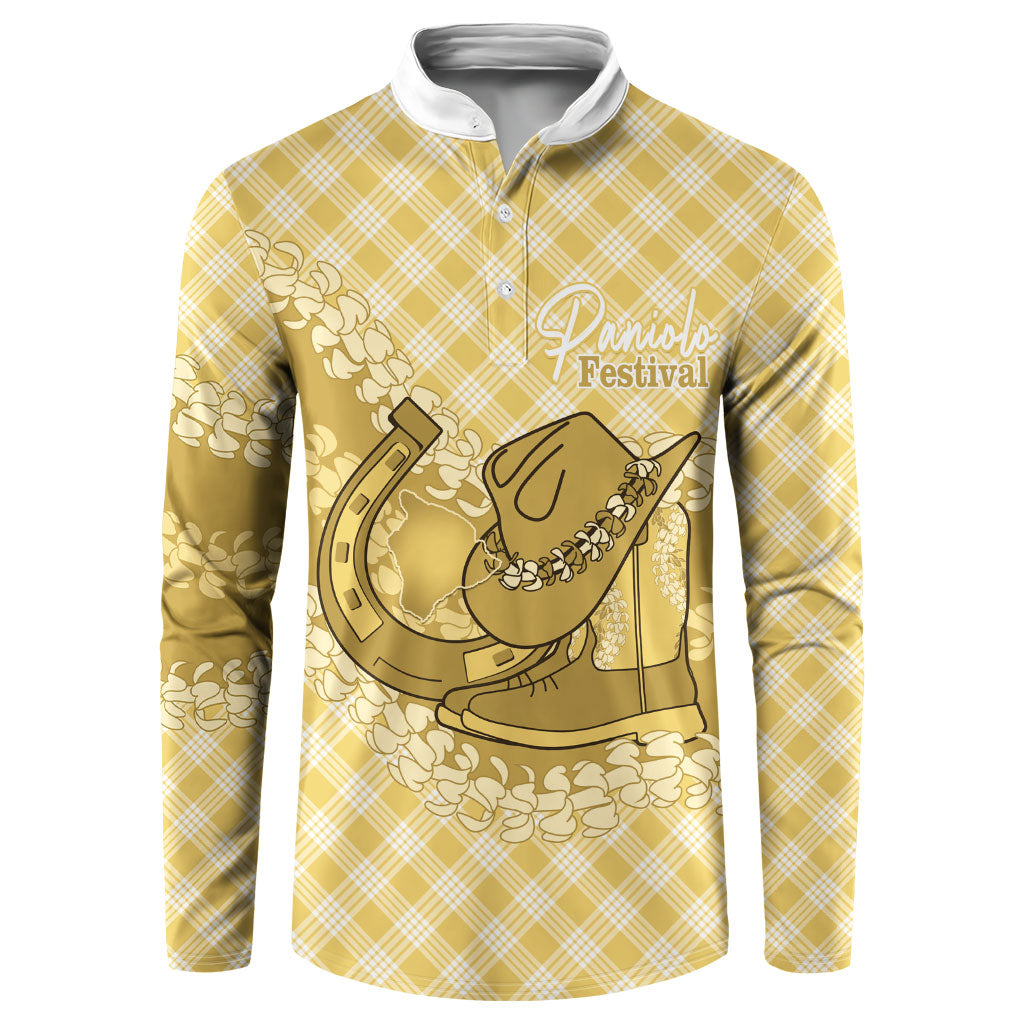 Melemele Hawaii Cowboy Palaka Motifs Personalised Button Sweatshirt Paniolo Festival Puakenikeni Lei