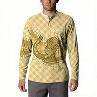 Melemele Hawaii Cowboy Palaka Motifs Personalised Button Sweatshirt Paniolo Festival Puakenikeni Lei LT14 - Polynesian Pride
