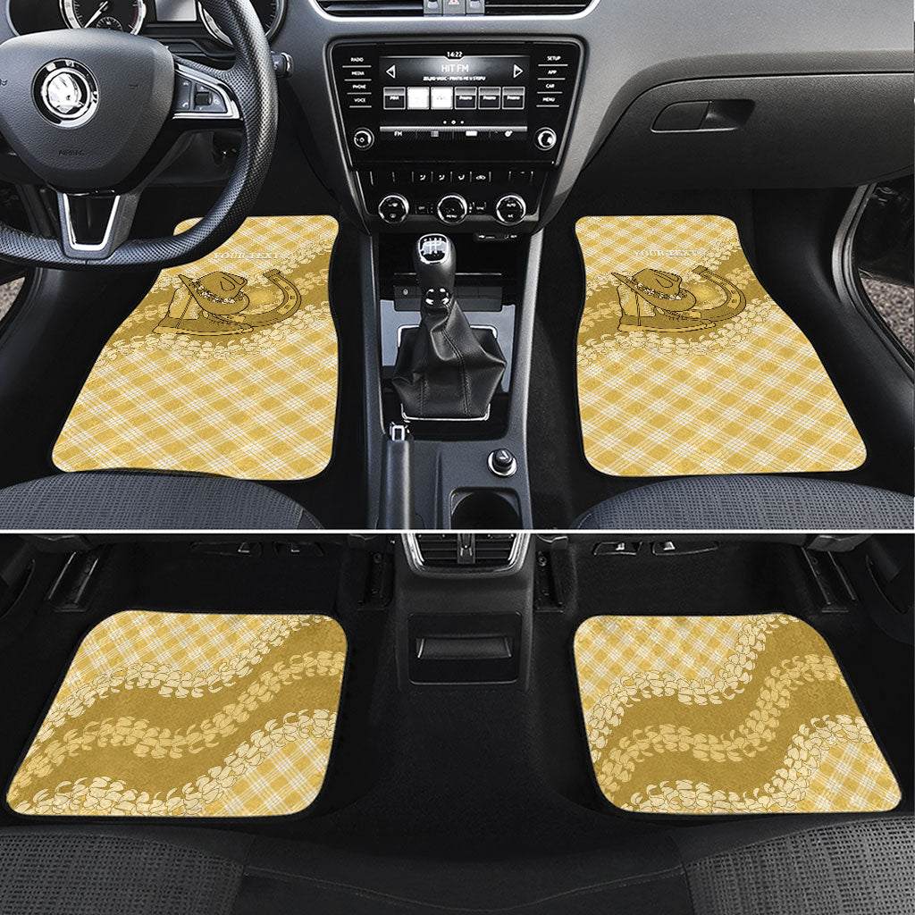 Melemele Hawaii Cowboy Palaka Motifs Personalised Car Mats Paniolo Festival Puakenikeni Lei