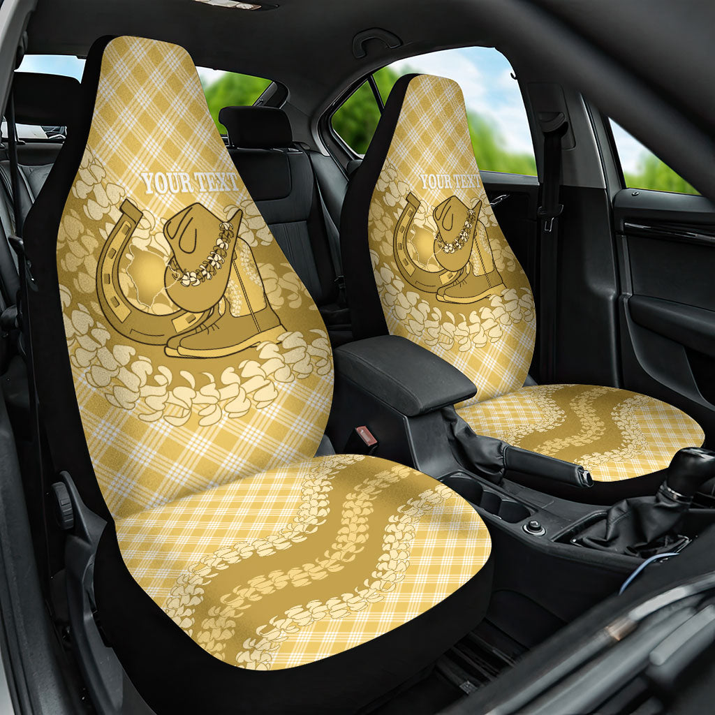 Melemele Hawaii Cowboy Palaka Motifs Personalised Car Seat Cover Paniolo Festival Puakenikeni Lei