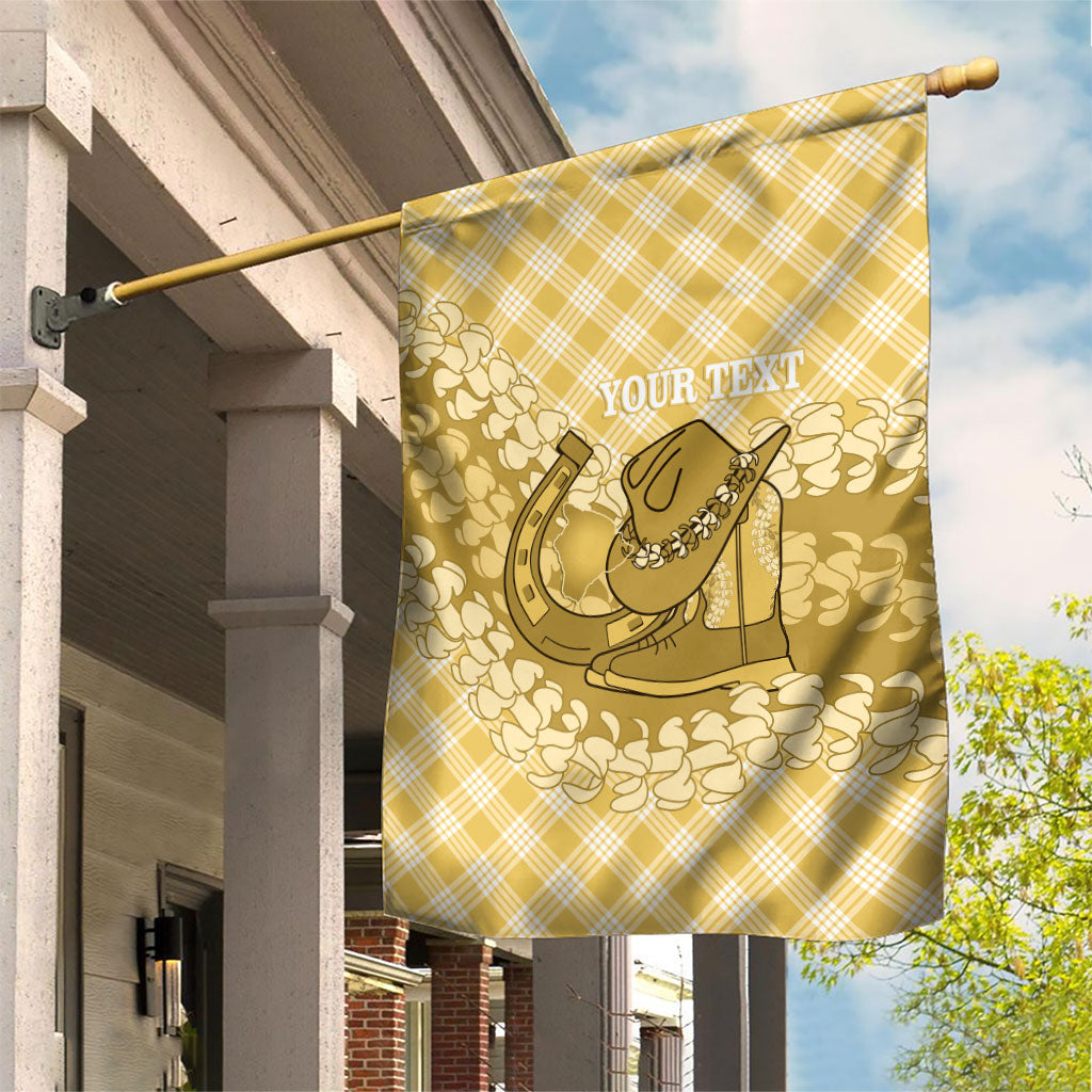 Melemele Hawaii Cowboy Palaka Motifs Personalised Garden Flag Paniolo Festival Puakenikeni Lei