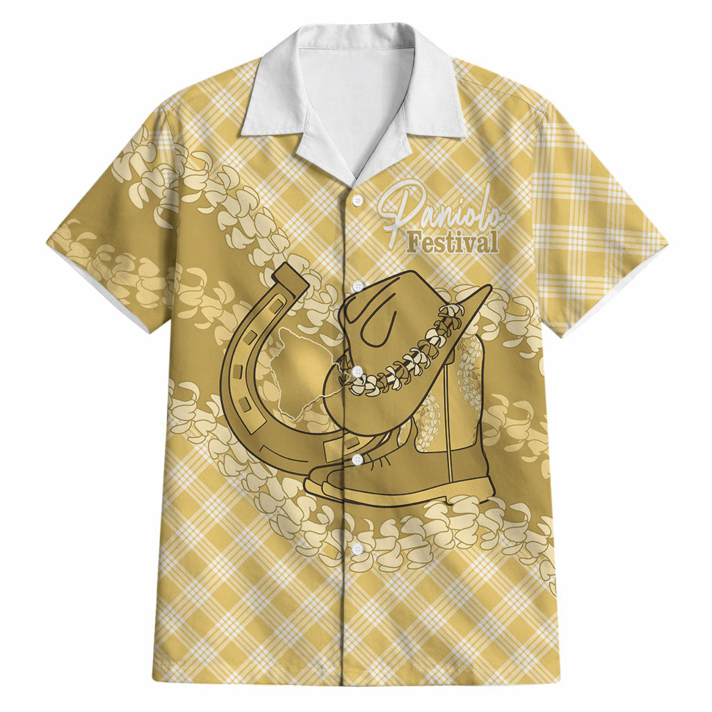 Melemele Hawaii Cowboy Palaka Motifs Personalised Hawaiian Shirt Paniolo Festival Puakenikeni Lei