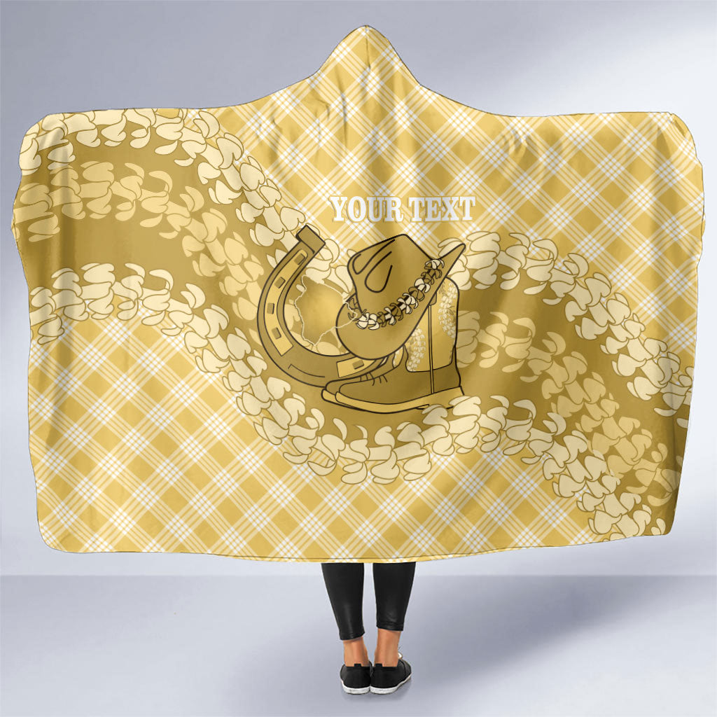 Melemele Hawaii Cowboy Palaka Motifs Personalised Hooded Blanket Paniolo Festival Puakenikeni Lei