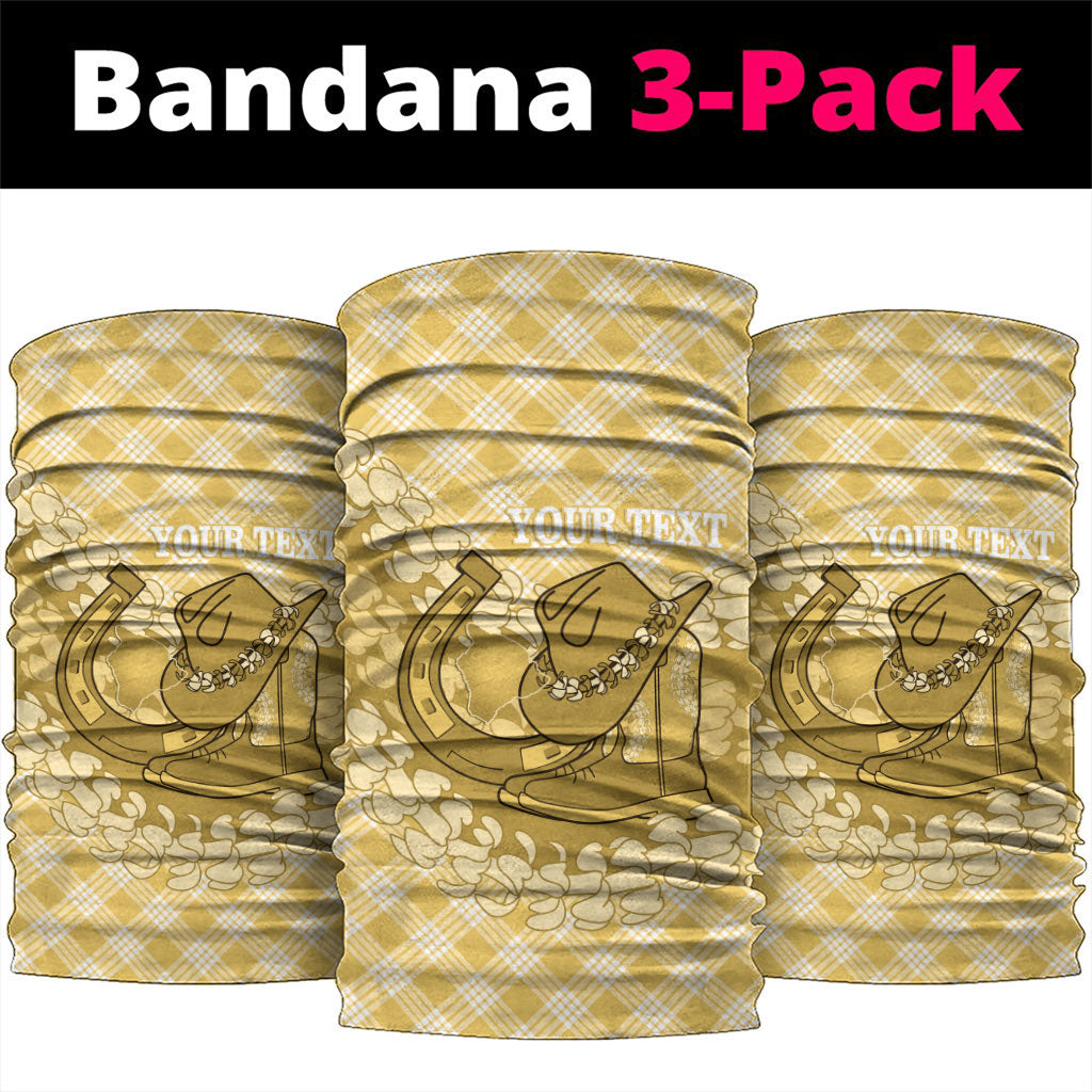 Melemele Hawaii Cowboy Palaka Motifs Personalised Neck Gaiter Paniolo Festival Puakenikeni Lei