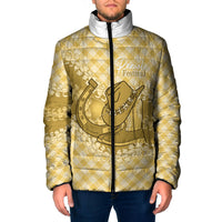Melemele Hawaii Cowboy Palaka Motifs Personalised Padded Jacket Paniolo Festival Puakenikeni Lei LT14 Men Yellow - Polynesian Pride
