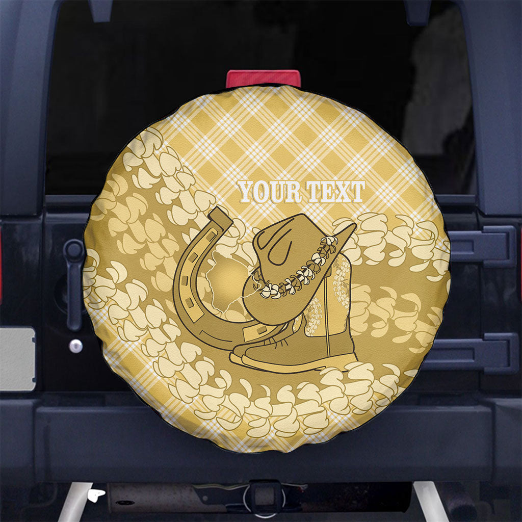 Melemele Hawaii Cowboy Palaka Motifs Personalised Spare Tire Cover Paniolo Festival Puakenikeni Lei
