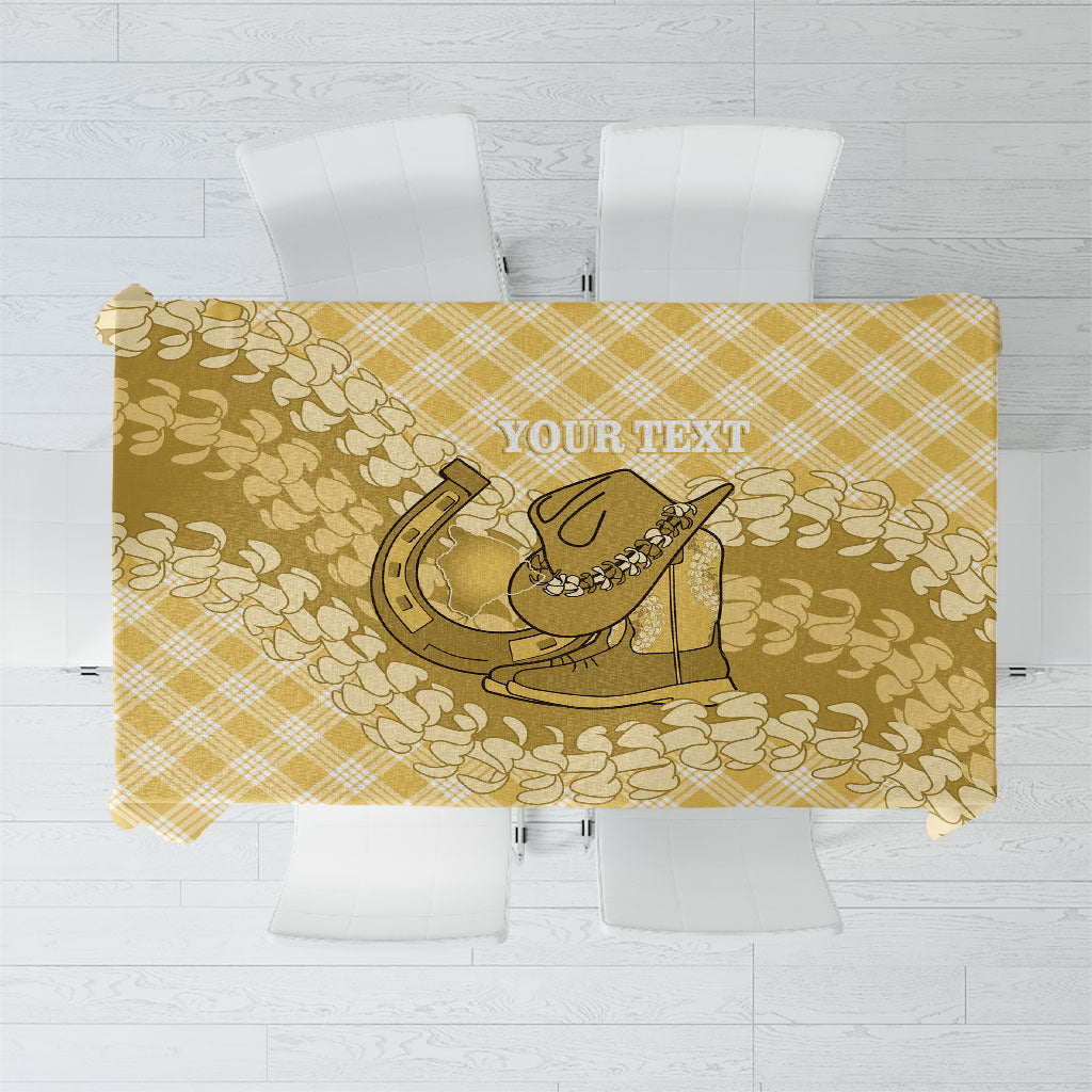 Melemele Hawaii Cowboy Palaka Motifs Personalised Tablecloth Paniolo Festival Puakenikeni Lei