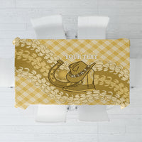 Melemele Hawaii Cowboy Palaka Motifs Personalised Tablecloth Paniolo Festival Puakenikeni Lei LT14 Yellow - Polynesian Pride