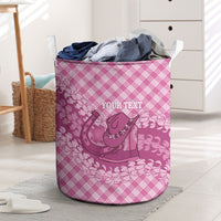 Alaka Hawaii Cowboy Palaka Motifs Personalised Laundry Basket Paniolo Festival Puakenikeni Lei LT14 Pink - Polynesian Pride