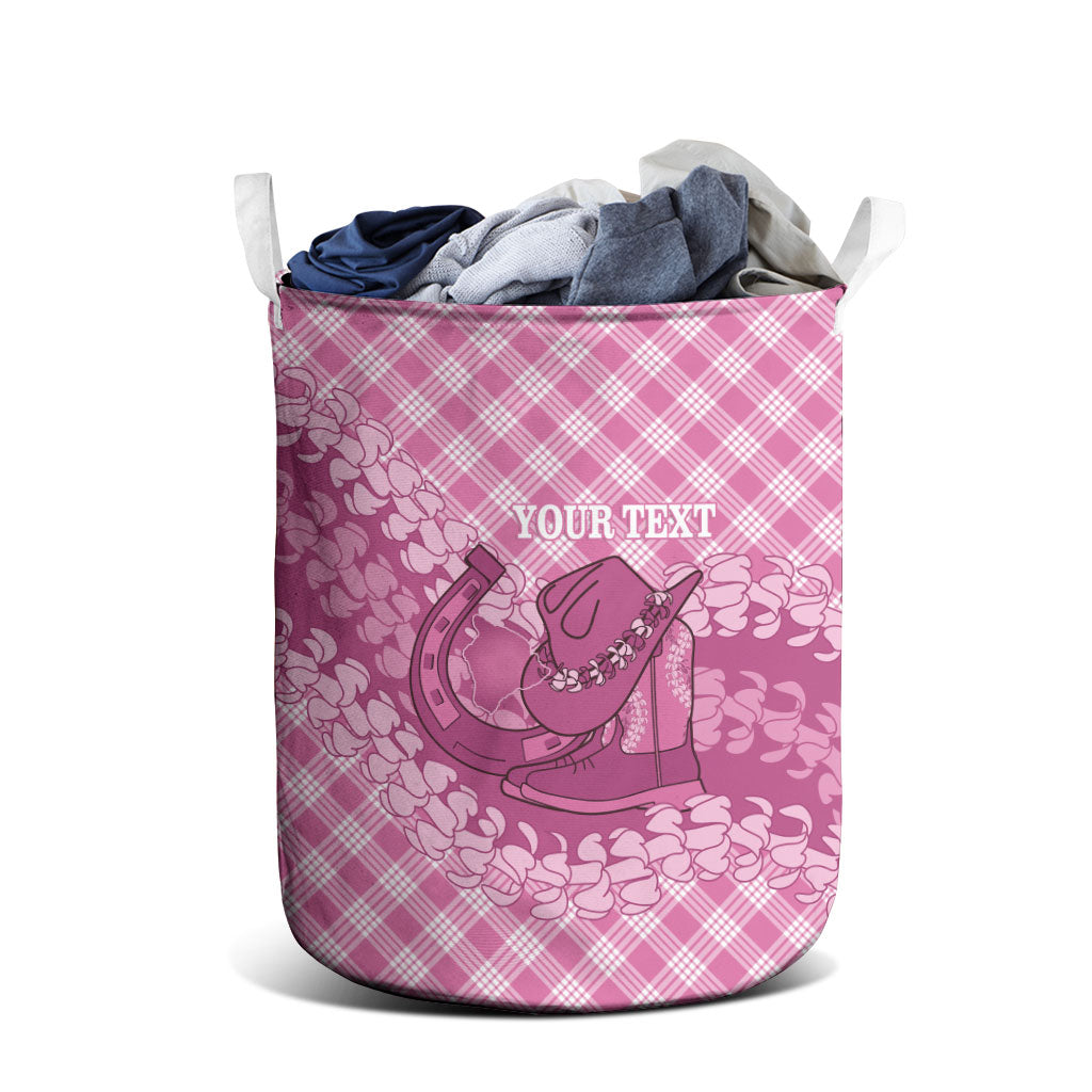 Alaka Hawaii Cowboy Palaka Motifs Personalised Laundry Basket Paniolo Festival Puakenikeni Lei LT14 - Polynesian Pride