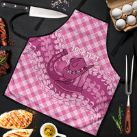 Alaka Hawaii Cowboy Palaka Motifs Personalised Apron Paniolo Festival Puakenikeni Lei LT14 Pink - Polynesian Pride