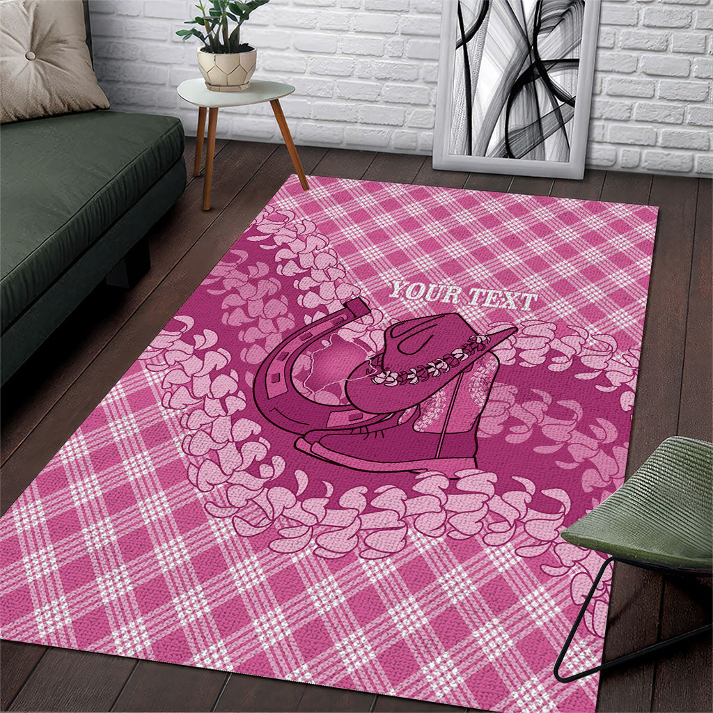 Alaka Hawaii Cowboy Palaka Motifs Personalised Area Rug Paniolo Festival Puakenikeni Lei