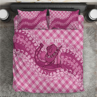 Alaka Hawaii Cowboy Palaka Motifs Personalised Bedding Set Paniolo Festival Puakenikeni Lei LT14 Pink - Polynesian Pride