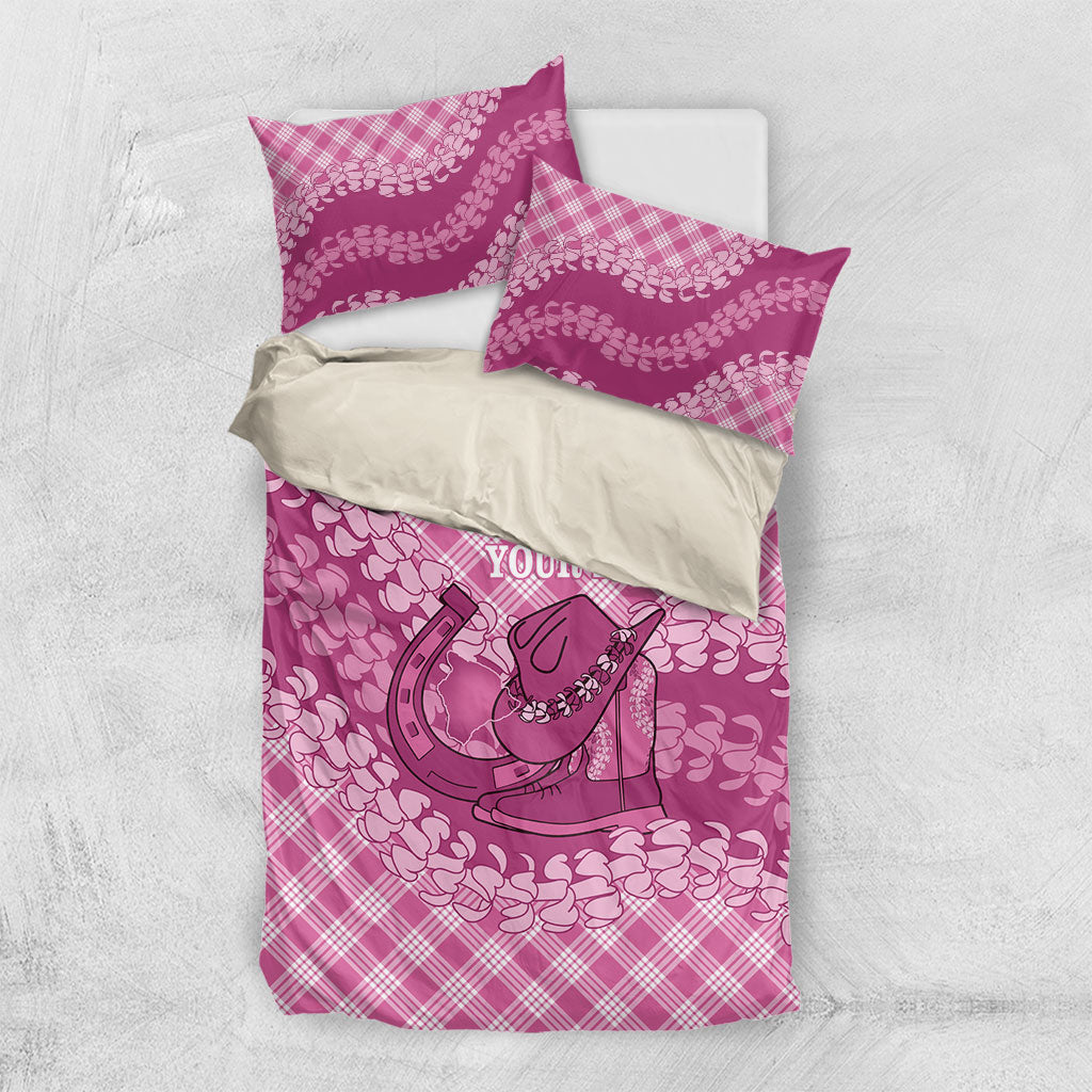 Alaka Hawaii Cowboy Palaka Motifs Personalised Bedding Set Paniolo Festival Puakenikeni Lei LT14 US Twin 172cm x 218cm Pink - Polynesian Pride