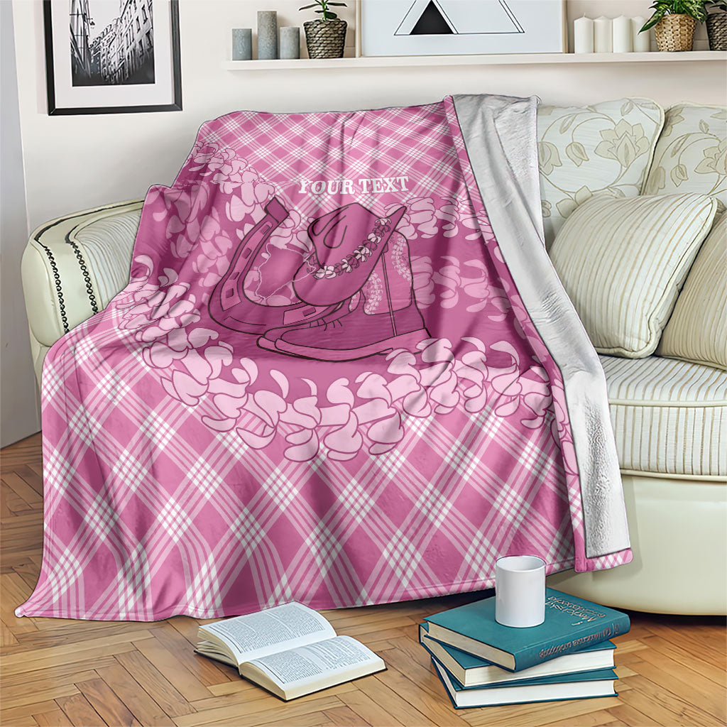 Alaka Hawaii Cowboy Palaka Motifs Personalised Blanket Paniolo Festival Puakenikeni Lei