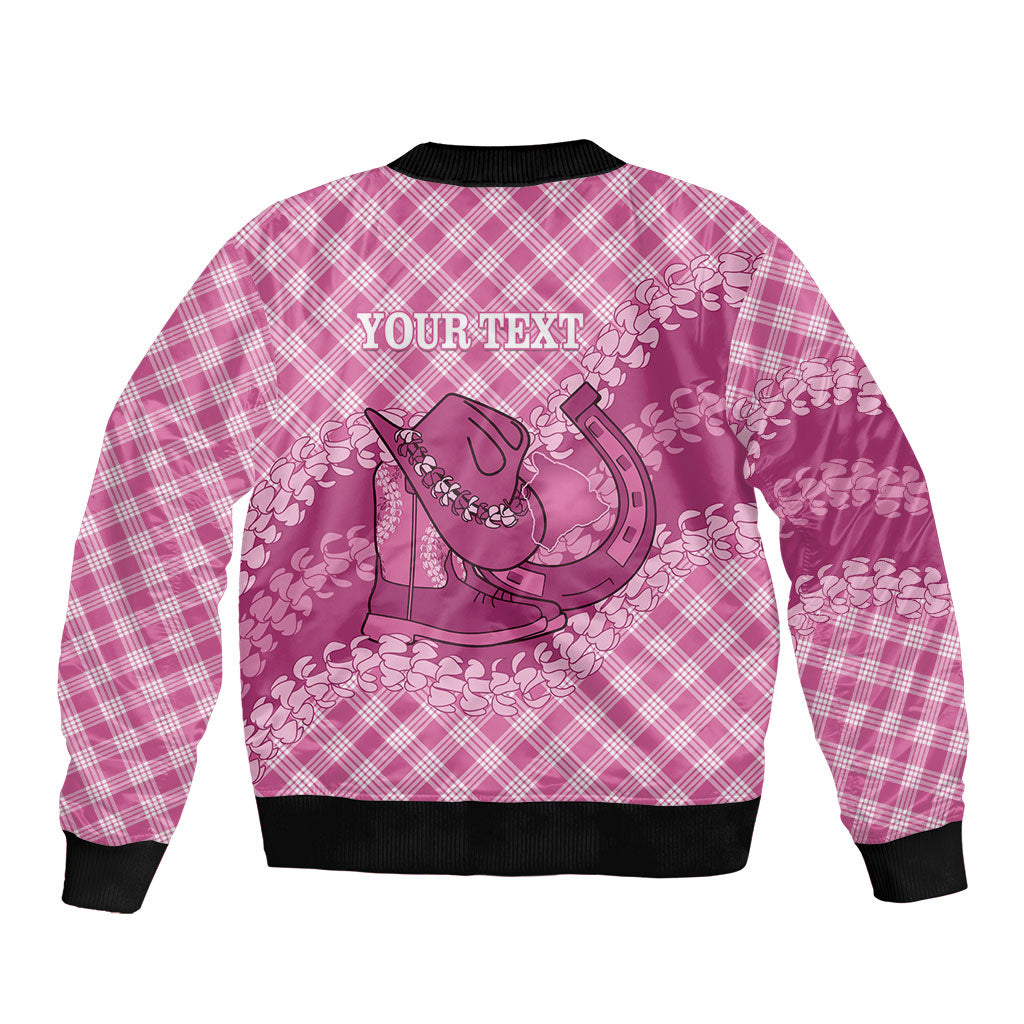 Alaka Hawaii Cowboy Palaka Motifs Personalised Bomber Jacket Paniolo Festival Puakenikeni Lei LT14 - Polynesian Pride