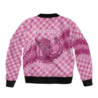 Alaka Hawaii Cowboy Palaka Motifs Personalised Bomber Jacket Paniolo Festival Puakenikeni Lei LT14 - Polynesian Pride
