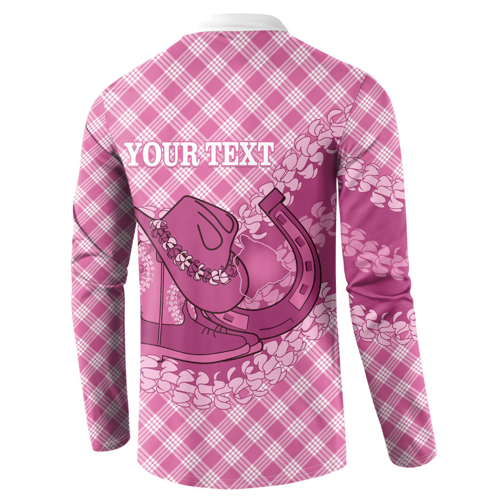 Alaka Hawaii Cowboy Palaka Motifs Personalised Button Sweatshirt Paniolo Festival Puakenikeni Lei LT14 - Polynesian Pride