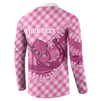 Alaka Hawaii Cowboy Palaka Motifs Personalised Button Sweatshirt Paniolo Festival Puakenikeni Lei LT14 - Polynesian Pride