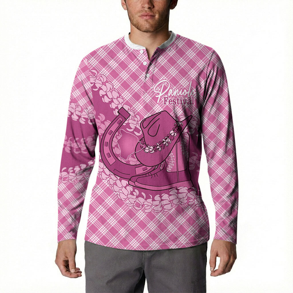Alaka Hawaii Cowboy Palaka Motifs Personalised Button Sweatshirt Paniolo Festival Puakenikeni Lei LT14 - Polynesian Pride