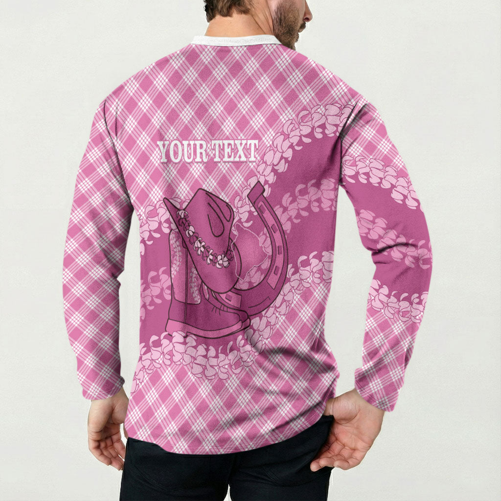 Alaka Hawaii Cowboy Palaka Motifs Personalised Button Sweatshirt Paniolo Festival Puakenikeni Lei LT14 - Polynesian Pride
